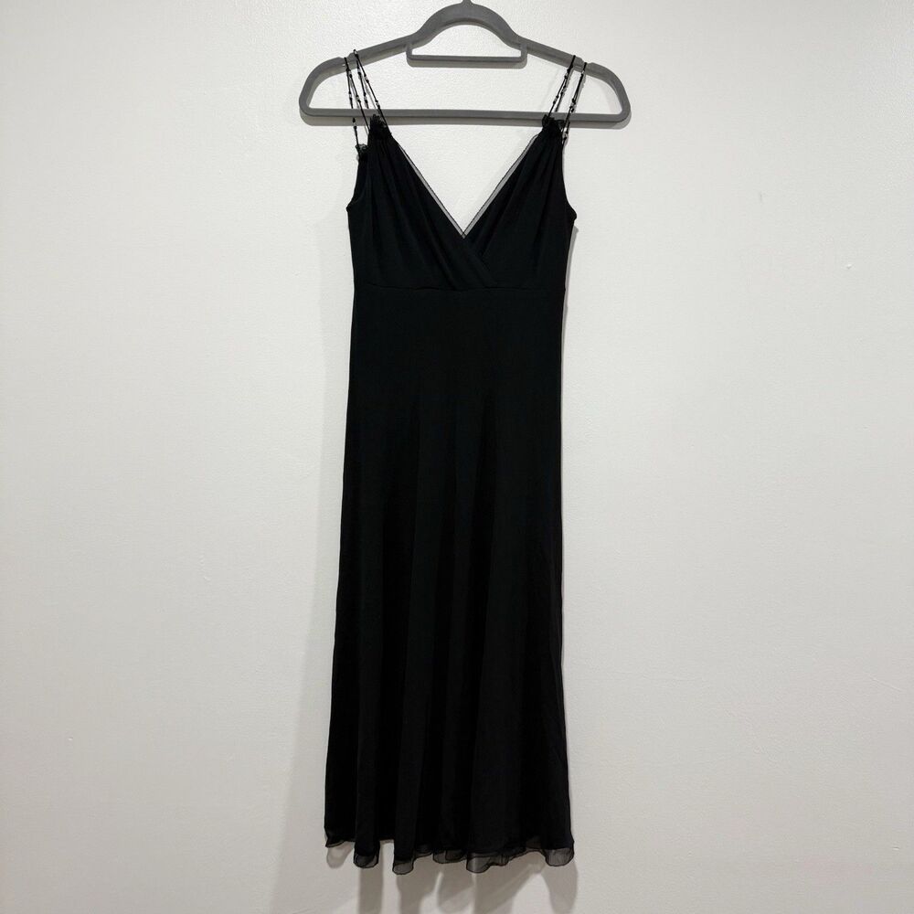 Elie Tahari Black Babydoll Double Spaghetti Strap Dress Women Size XS